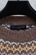 Brown knit sweater collar with Louis Vuitton Paris neck label
