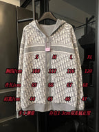 Dior monogram zip hoodie with on-image size chart markings