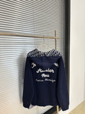 Navy long-sleeve sweatshirt with Christian Dior script and logo on front