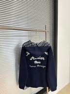 Navy long-sleeve sweatshirt with Christian Dior script and logo on front