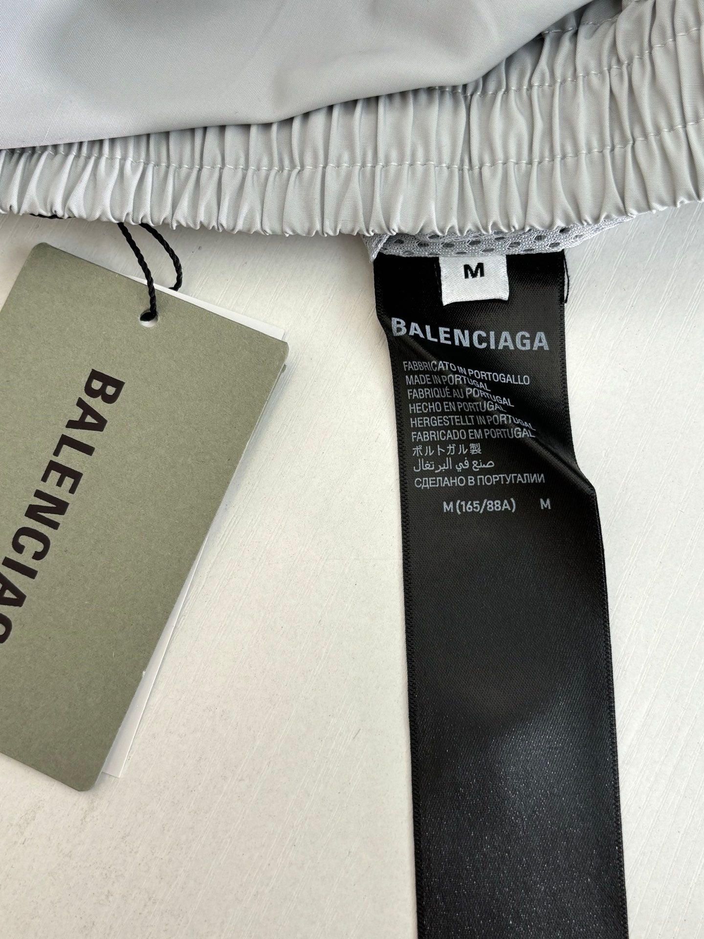 Balenciaga shorts size M label and care tag inside the elastic waistband