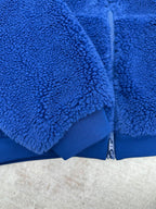 Balenciaga blue sherpa fleece jacket with front zipper and ribbed cuffs
