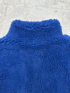 Balenciaga blue sherpa pullover jacket with high neckline