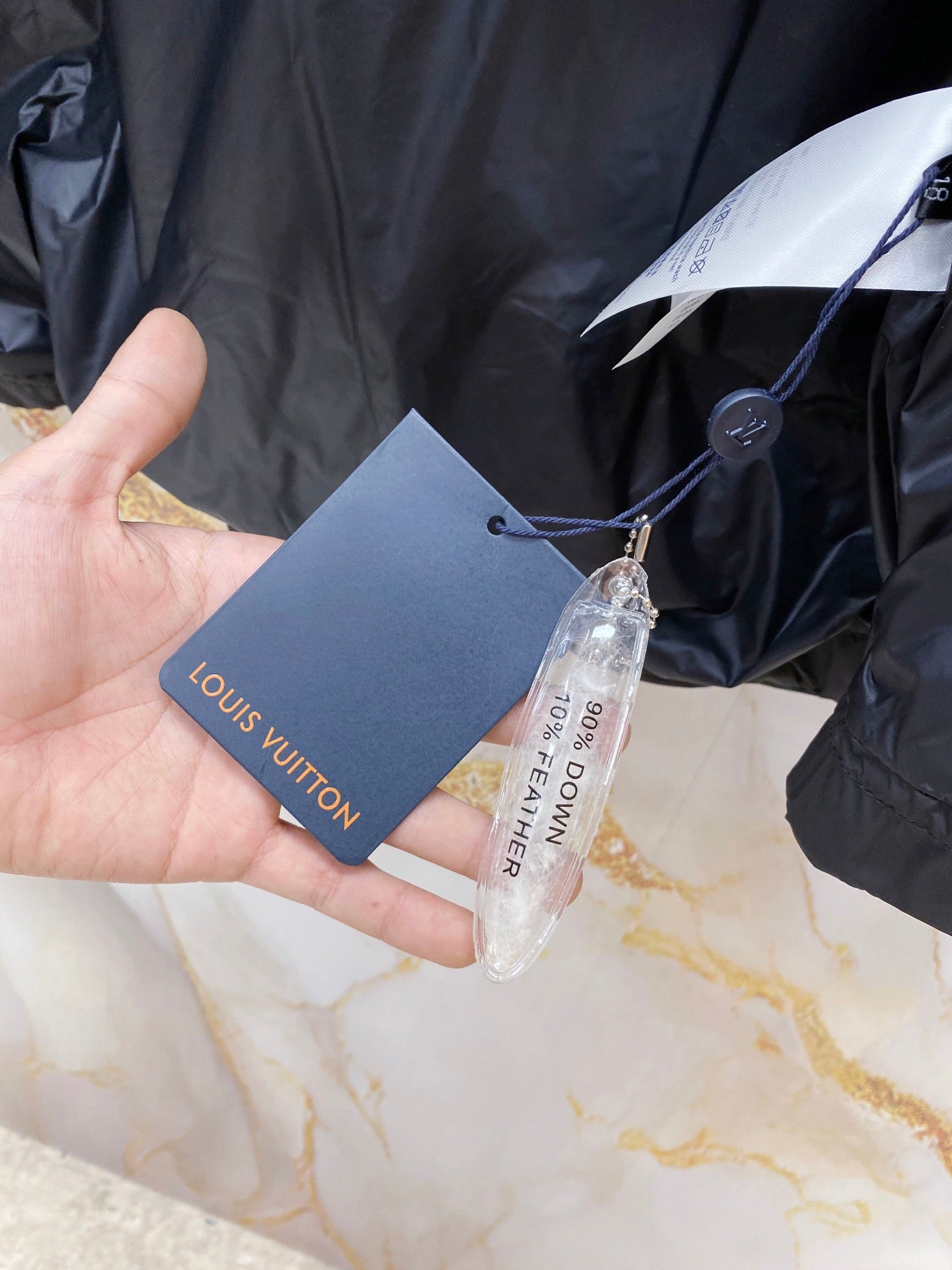 Louis Vuitton dark long outerwear jacket with hanging tag