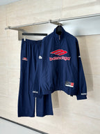 Balenciaga navy tracksuit set with zip jacket and matching drawstring pants