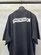 Dark charcoal short-sleeve T-shirt back with Balenciaga logo patch