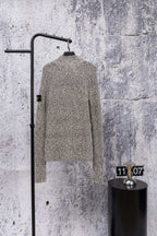 Stone Island speckled knit zip jacket, stand collar, front view on hanger