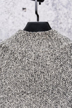 Stone Island speckled knit jacket neckline and stand collar, close-up