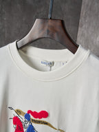 White crew-neck T-shirt with Burberry label at collar and polo embroidery