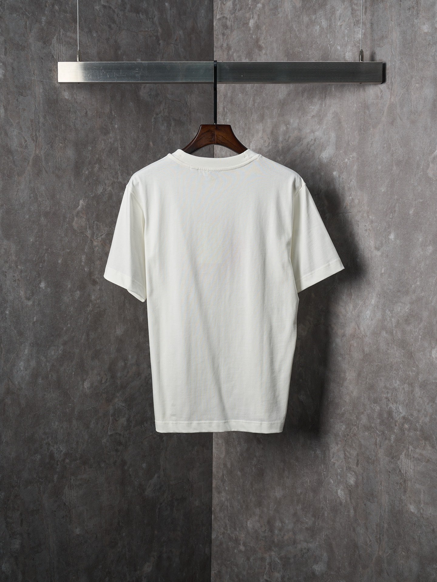 White short-sleeve T-shirt with crew neck, plain back view