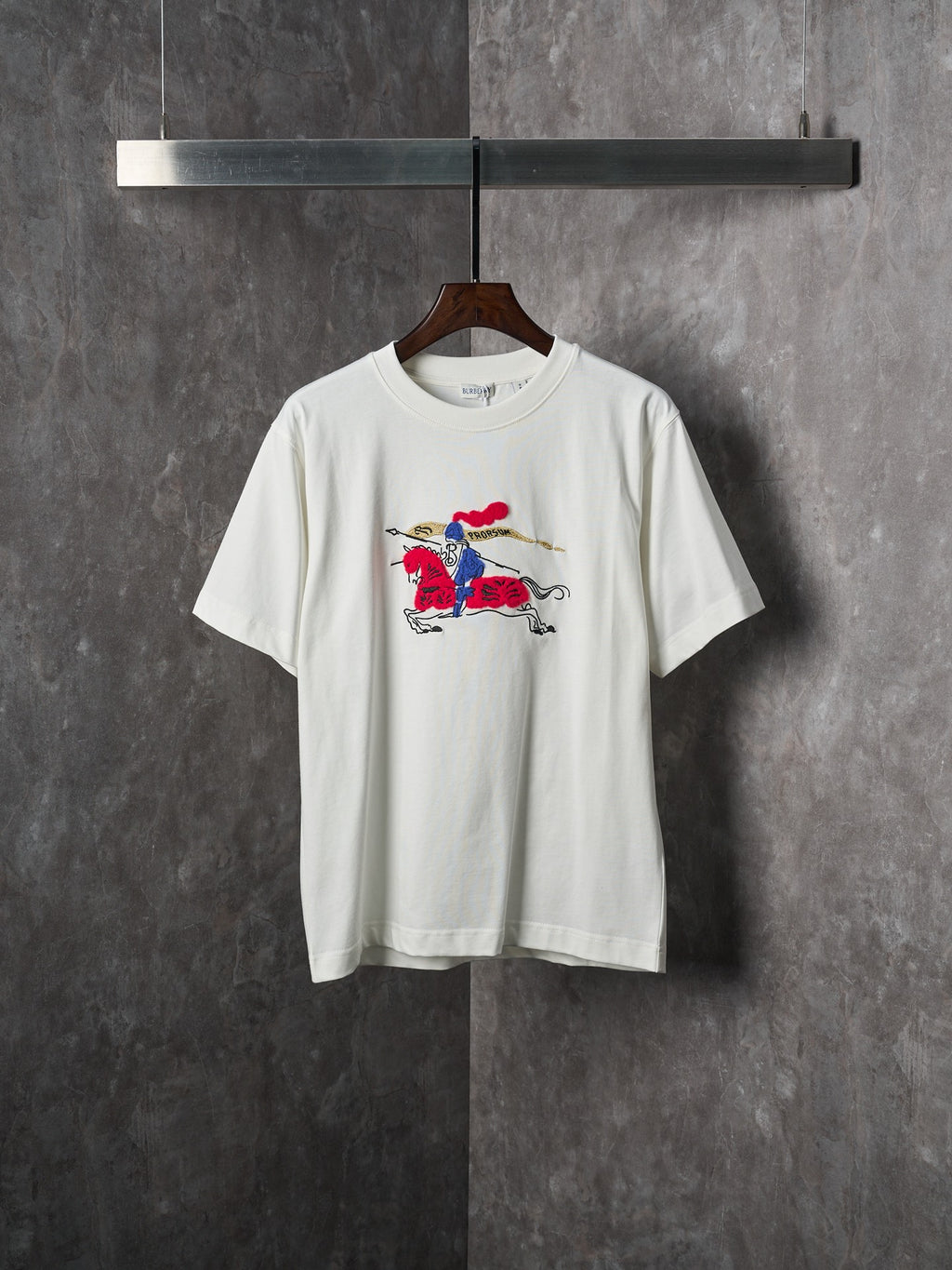 Burberry white short-sleeve T-shirt with multicolor polo graphic