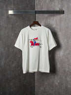 Burberry white short-sleeve T-shirt with multicolor polo graphic