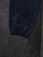 Navy jogger pant hem with elastic cuff