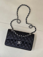 Chanel quilted shoulder bag with chain strap, front flap and CC logo