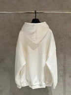 Balenciaga long hoodie, white back with hood, drawstring, and embossed logo