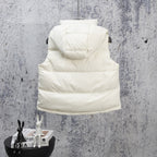 Ralph Lauren white hooded puffer vest with front zipper and pockets