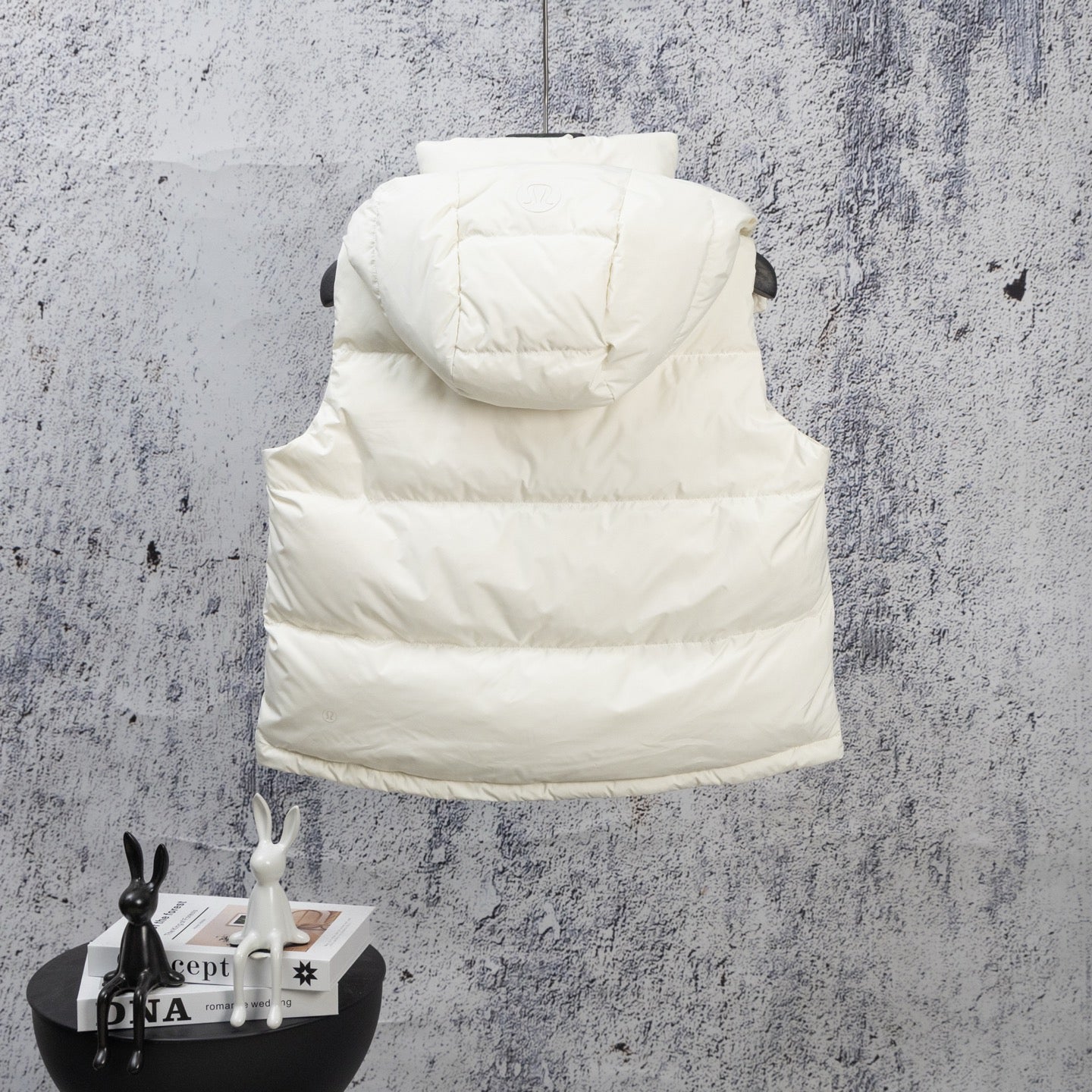 Ralph Lauren white hooded puffer vest with front zipper and pockets