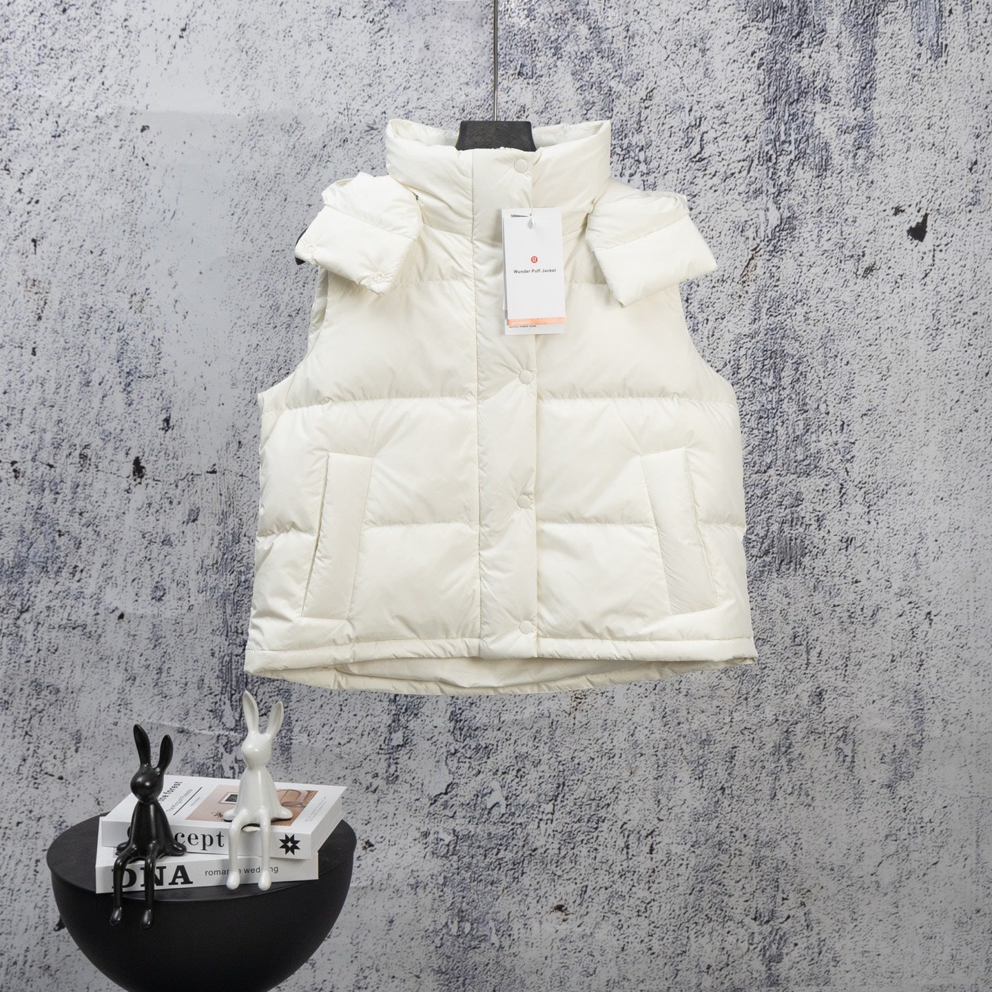 Ralph Lauren white puffer vest with snap front and padded quilted panels