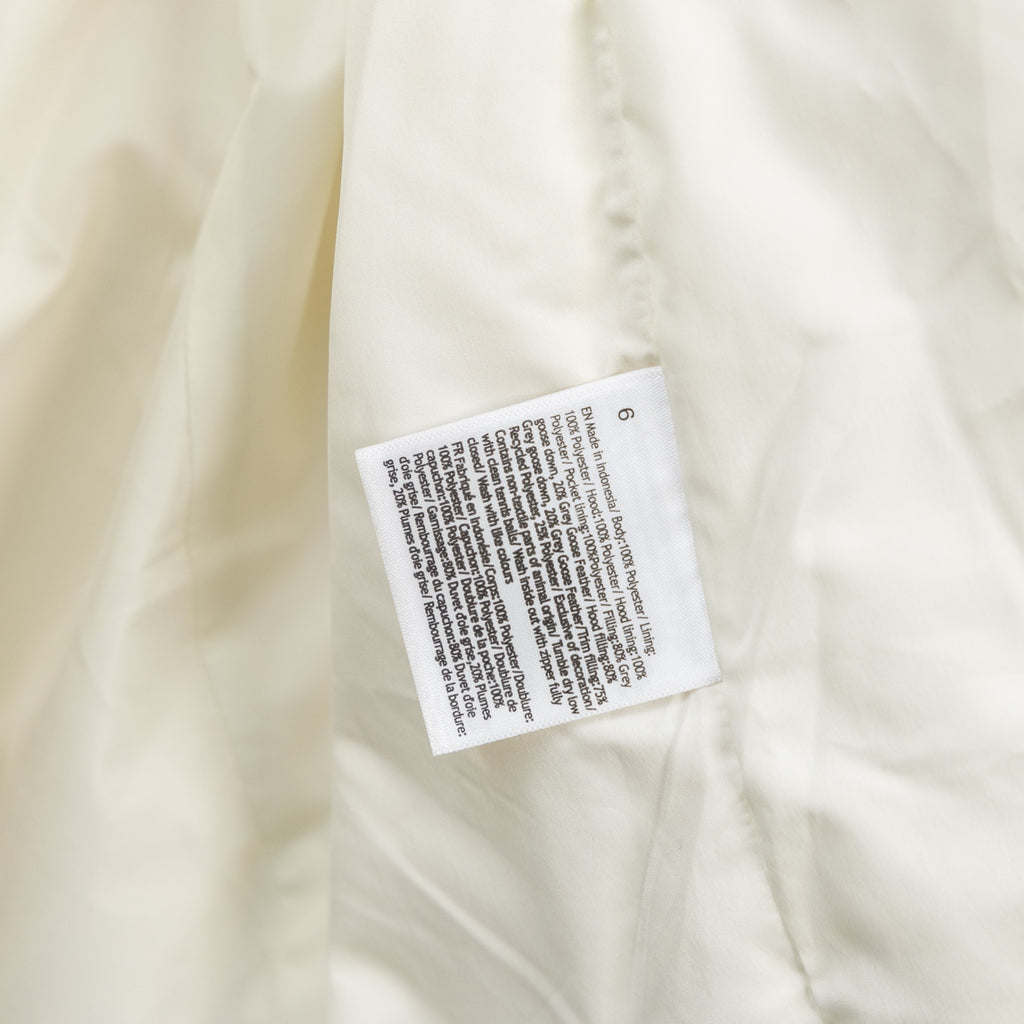 Ralph Lauren white puffer vest label at inner side seam