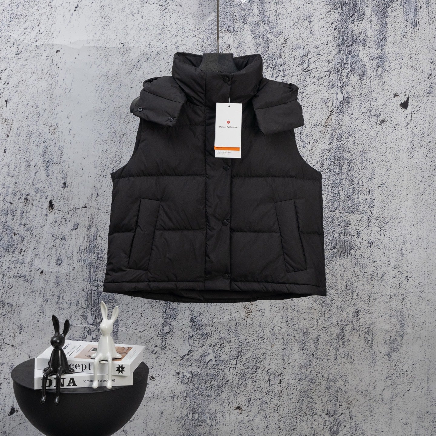 Ralph Lauren black puffer vest with stand collar and front zipper