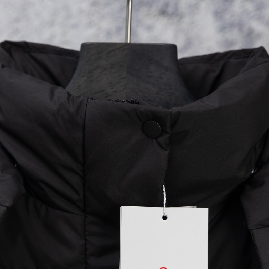 Ralph Lauren black puffer jacket high collar with button details