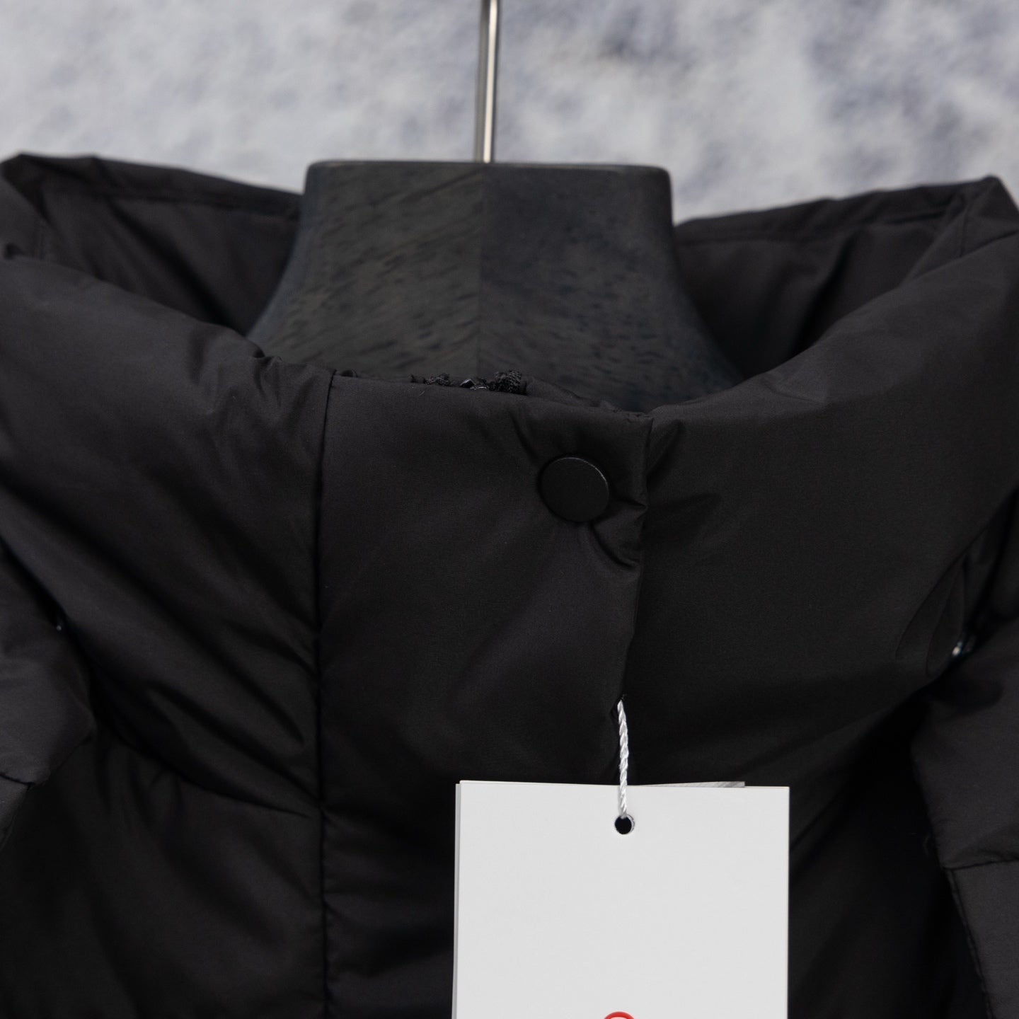 Ralph Lauren black puffer jacket high collar with button details
