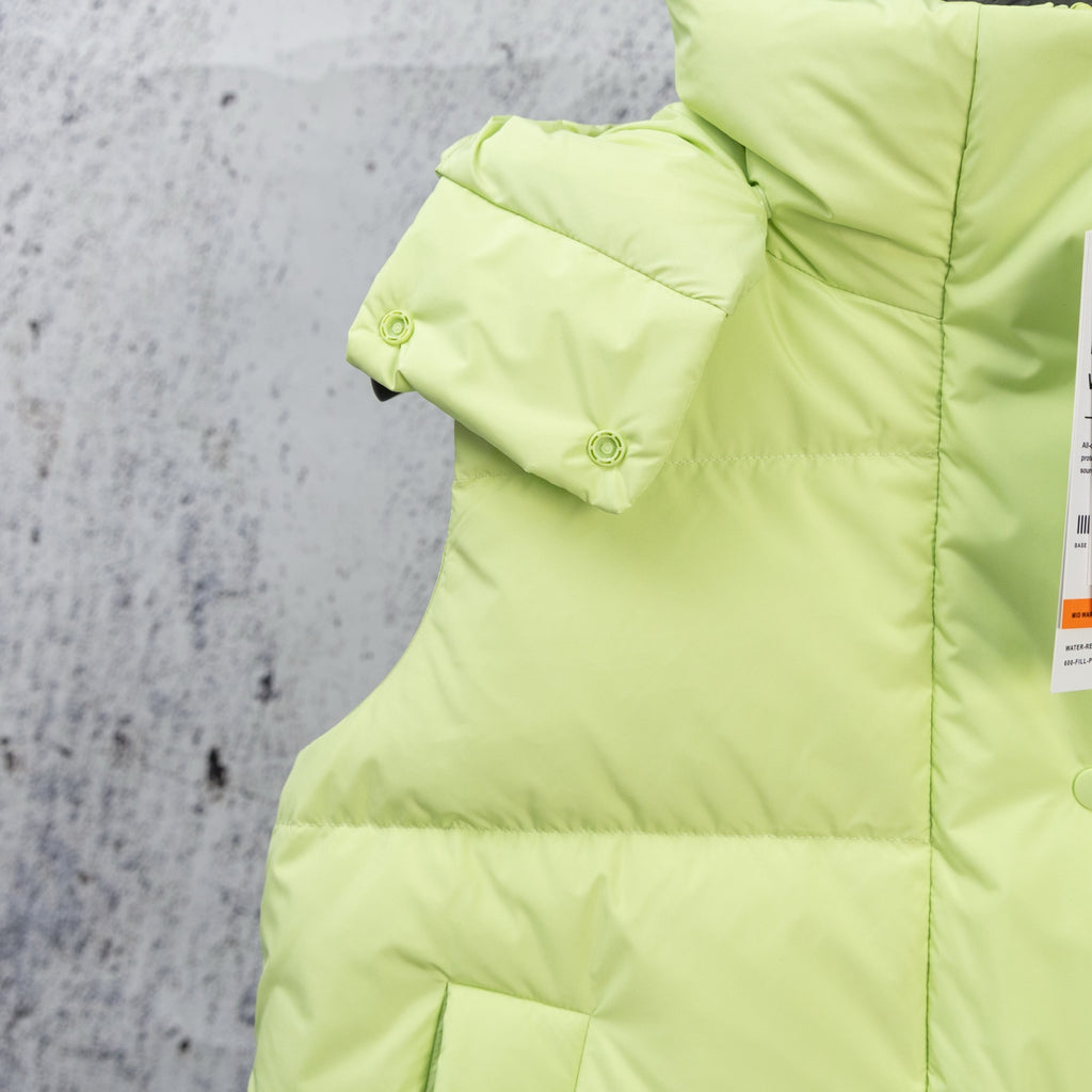 Ralph Lauren lime green puffer vest sleeve with ribbed cuff and quilting