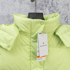 Ralph Lauren lime green puffer vest front with snap buttons and hanger tag