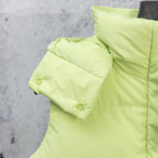 Ralph Lauren lime green puffer vest with padded sleeves and side button detail