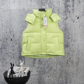 Ralph Lauren lime green puffer vest with stand collar and snap front