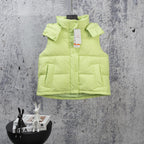 Ralph Lauren lime green puffer vest with stand collar and snap front
