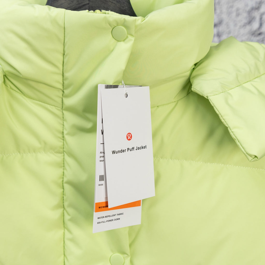 Ralph Lauren lime green puffer vest with snap placket and quilted collar