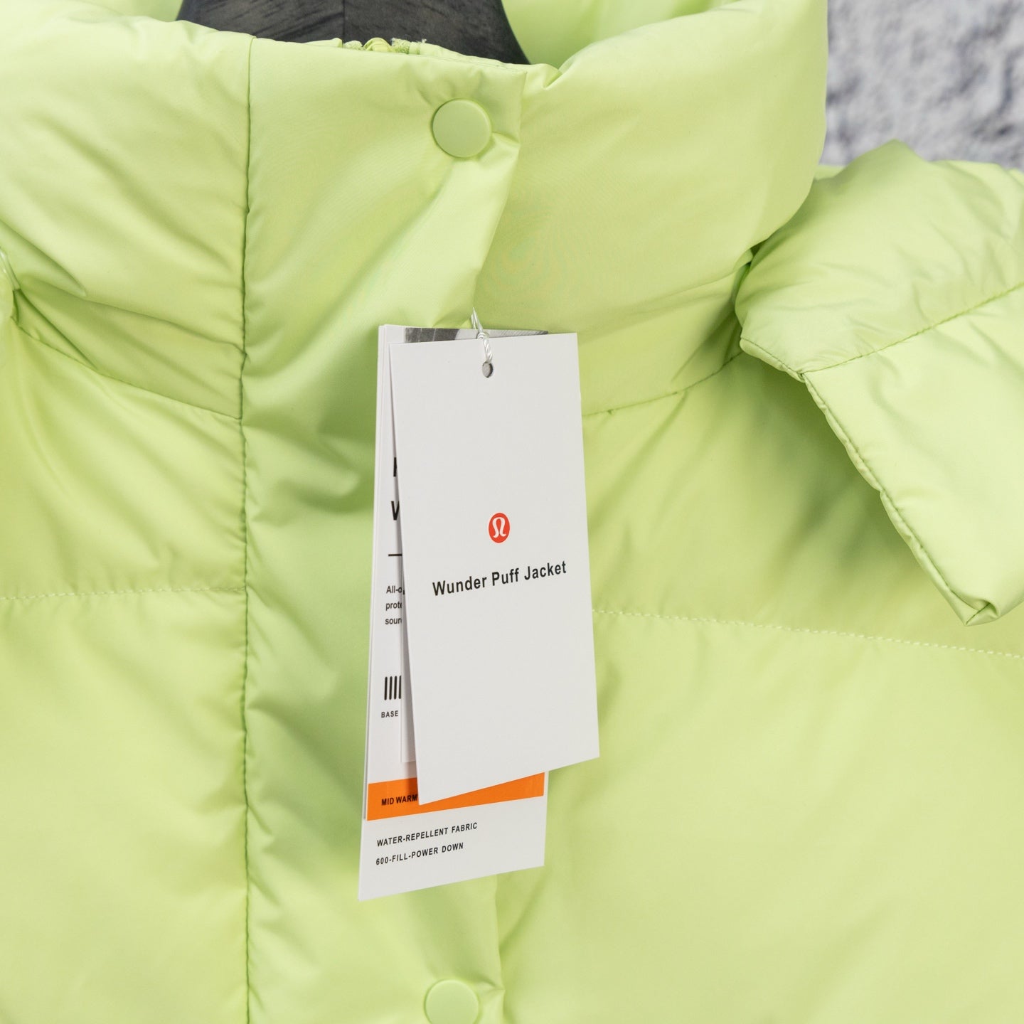 Ralph Lauren lime green puffer vest with snap placket and quilted collar