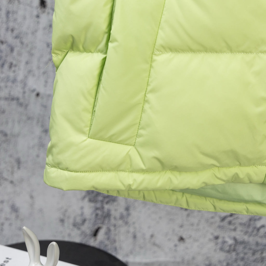 Ralph Lauren lime green puffer vest lower back with quilted square panel