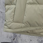 Light sage puffer vest quilted front with rectangular patch stitching
