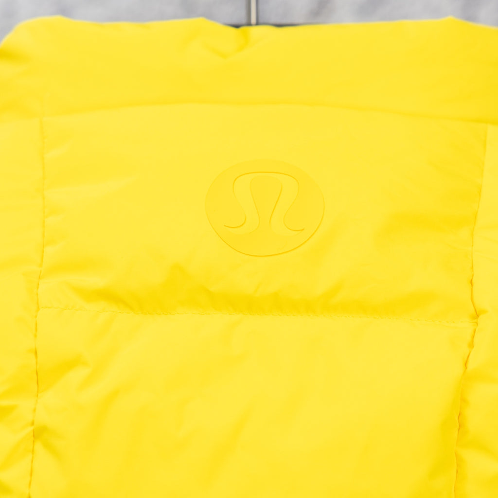 Ralph Lauren hooded puffer vest back logo, yellow quilted shell