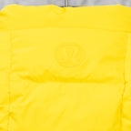 Ralph Lauren hooded puffer vest back logo, yellow quilted shell
