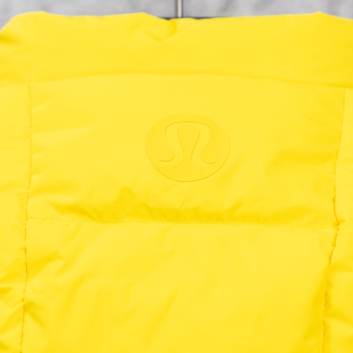 Ralph Lauren hooded puffer vest back logo, yellow quilted shell