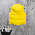 Ralph Lauren hooded puffer vest, yellow, sleeveless quilted design