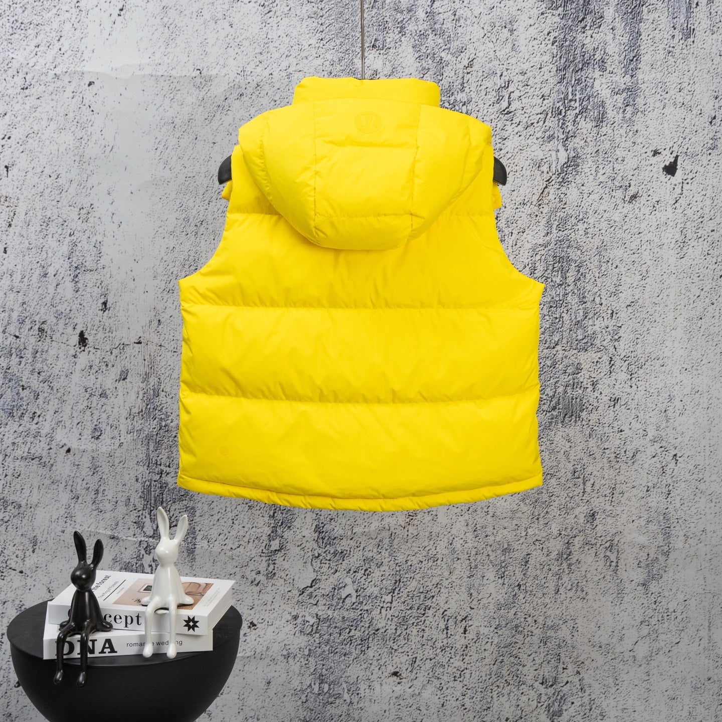 Ralph Lauren hooded puffer vest, yellow, sleeveless quilted design