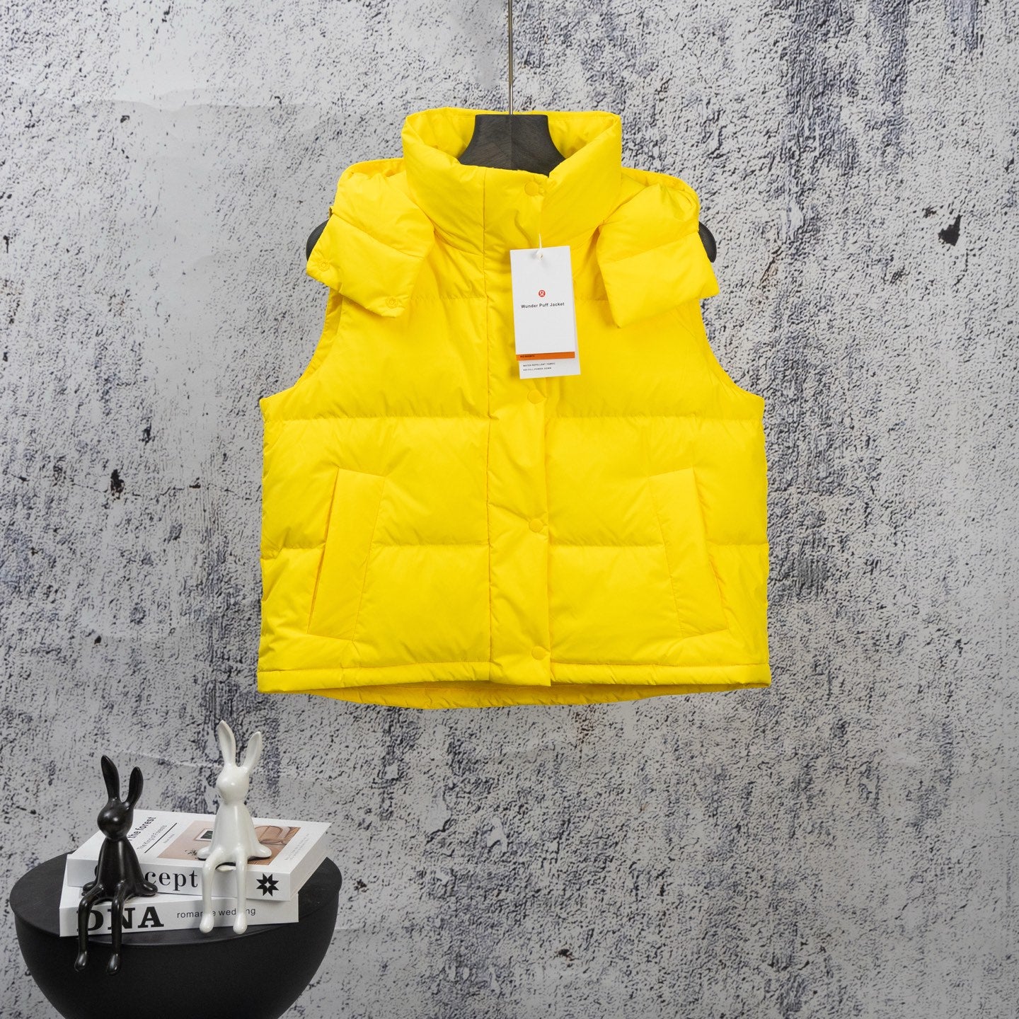 Ralph Lauren yellow puffer vest with hood and front zipper