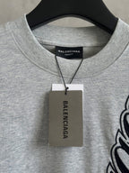Gray short-sleeve T-shirt with Balenciaga neck label