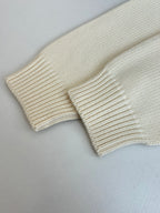 Cream knit long-sleeve sweater sleeve cuff, ribbed trim