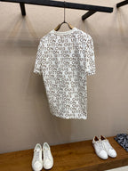 Louis Vuitton logo T-shirt, crew neck, white with brown monogram pattern