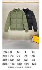 Olive and black Ralph Lauren puffer jackets on hangers, full-zip