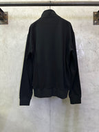 Black quarter-zip sweatshirt back view, high collar and relaxed fit