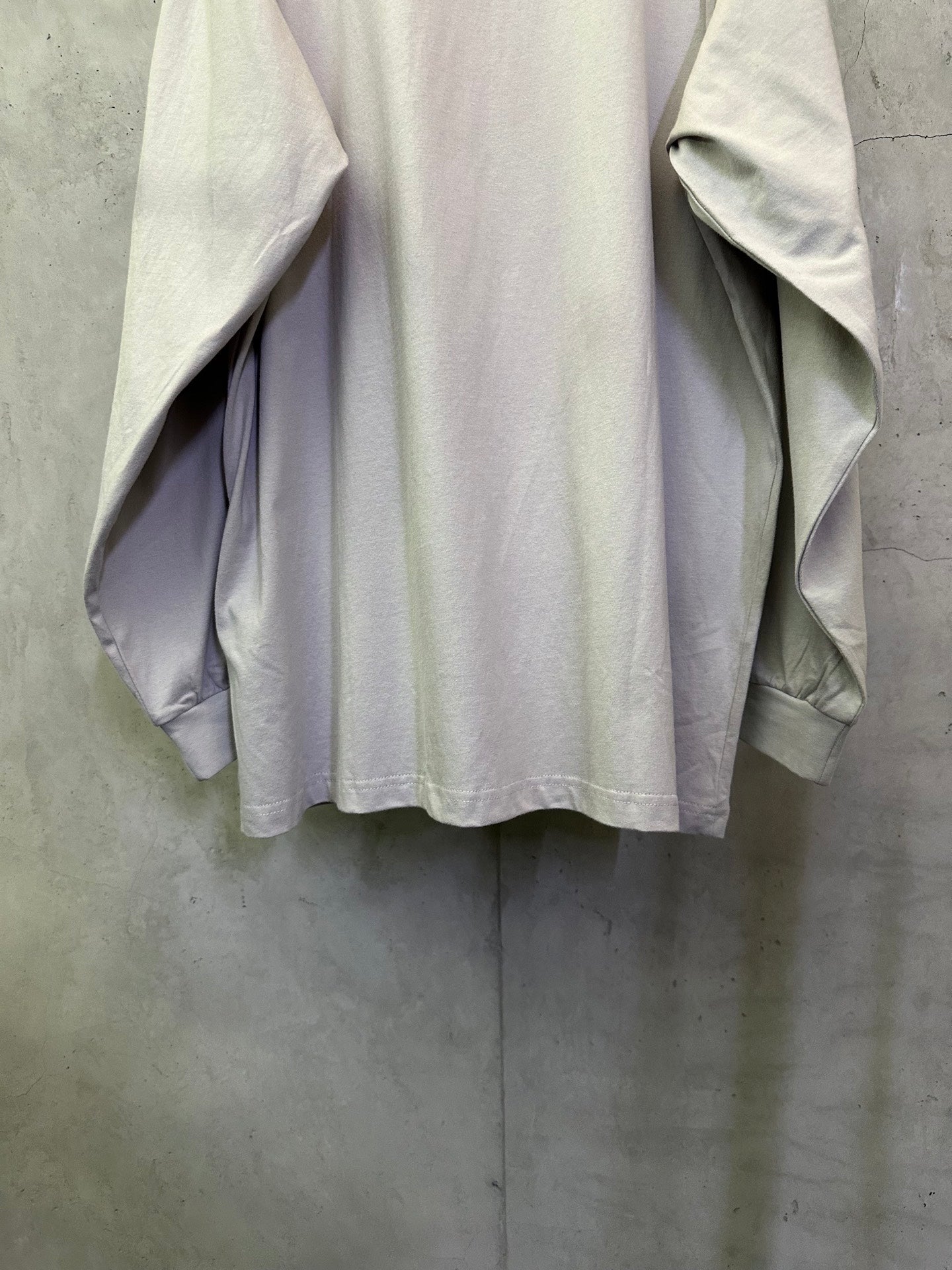 Balenciaga long-sleeve crewneck shirt, light off-white, draped sleeves and rounded hem