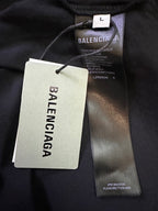 Balenciaga size and clothing tags on dark gray long-sleeve shirt