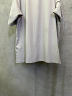 Light gray short-sleeve T-shirt back lower half with curved hem