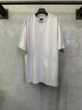 Balenciaga short-sleeve T-shirt in light gray with black logo-trim shoulders